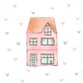 Roze huisje met hartjes
