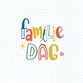 Familiedag in vrolijke letters