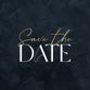 Trouwen donkerblauw abstract save the date goud