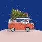 Sluitzegel vwbus rood met kerstboom