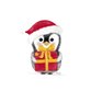 Sticker kerst pinguin met cadeautje