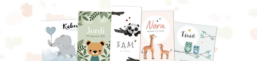 Geboortekaartjes met dieren