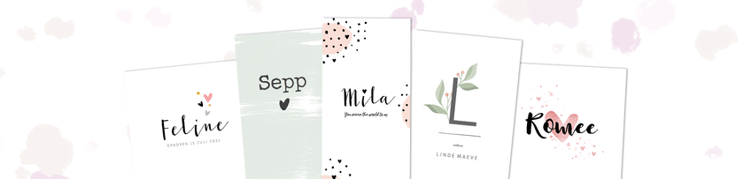 Minimalistische geboortekaartjes