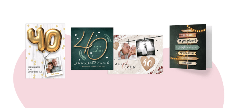 Uitnodiging 40 jaar getrouwd: robijnen feestje! | Kaartje2go
