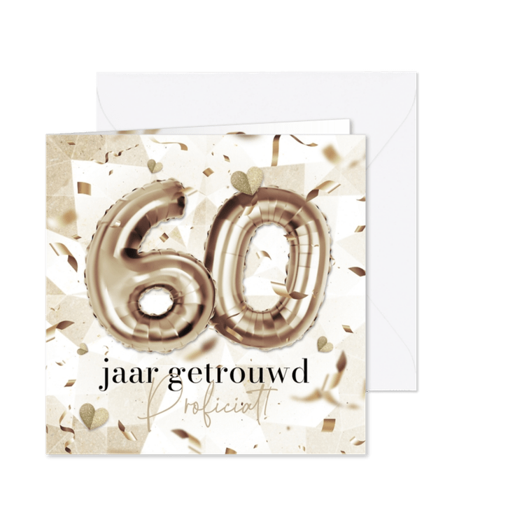Felicitatiekaart diamante huwelijk 60 jaar getrouwd confetti
