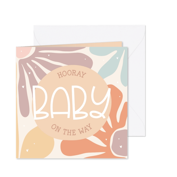 Felicitatiekaartje 'Baby on the way' met abstracte bloemen