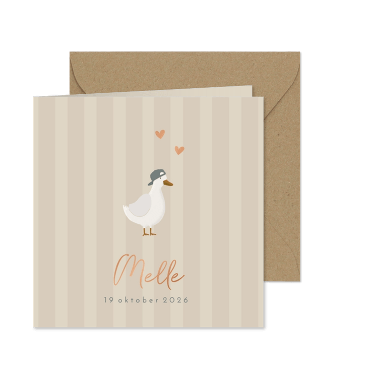 Geboortekaartje lieve gans met stoer petje