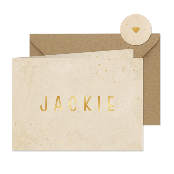 Geboortekaartje sandy beach betonlook trend goud hartjes