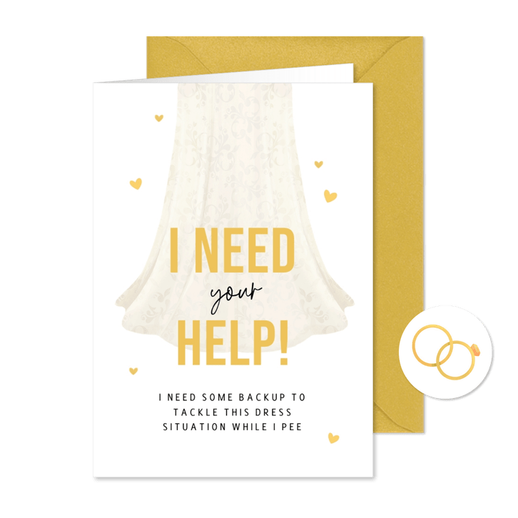 Grappige trouwkaart bruidsmeisje i need help with my dress