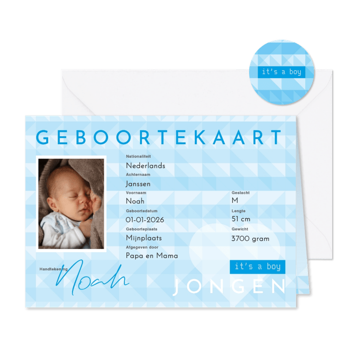 identiteitskaart geboorte jongen