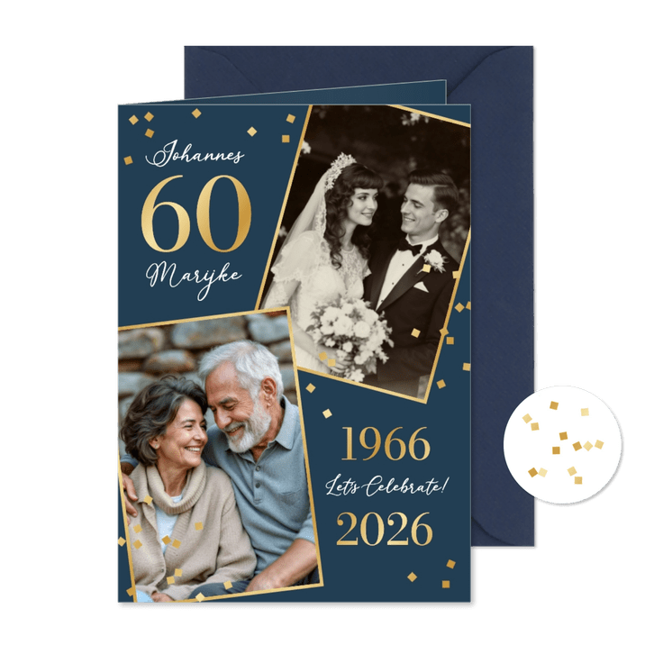 Jubileumfeest 60 jaar getrouwd trouwdag confetti goud