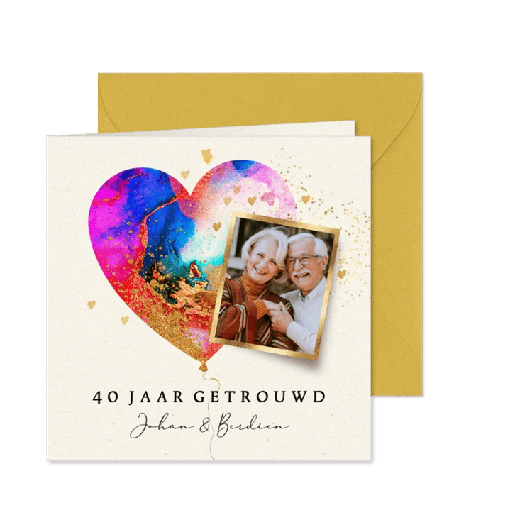 Jubileumkaart huwelijk met foto en eigen jaartal