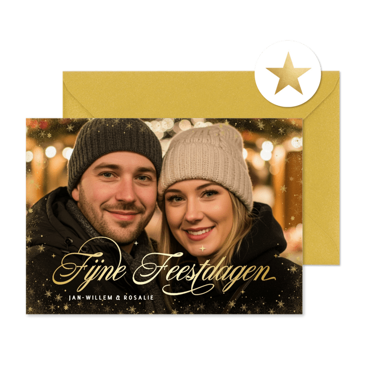 Kerstkaart eigen foto fijne feestdagen
