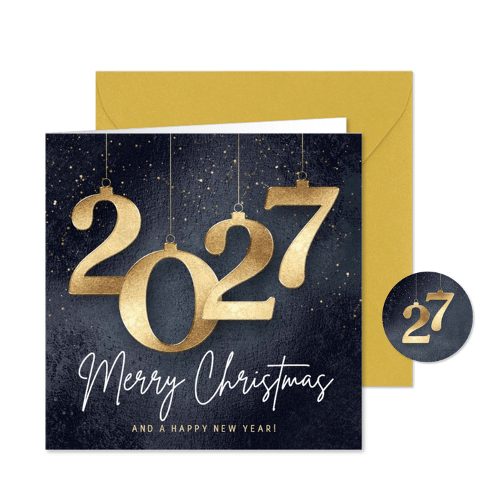 Moderne kerstkaart 2027 in goud
