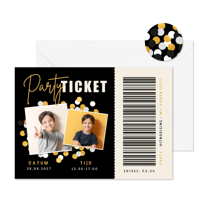 Party ticket uitnodiging kinderfeestje als een entreebewijs