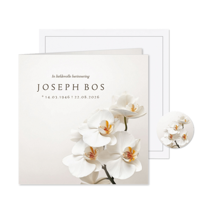 Rouwkaart klassiek neutraal orchidee beige zand