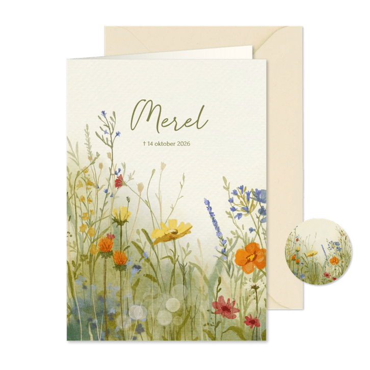 Rouwkaart sfeervolle veldbloemen