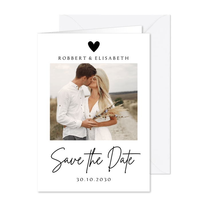 Save the Date zwart wit eigen foto