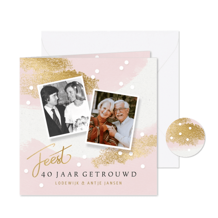 Uitnodiging huwelijksjubileum sjieke gouden spetters