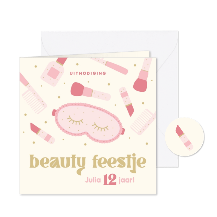 Uitnodiging kinderfeestje beauty en make-up 