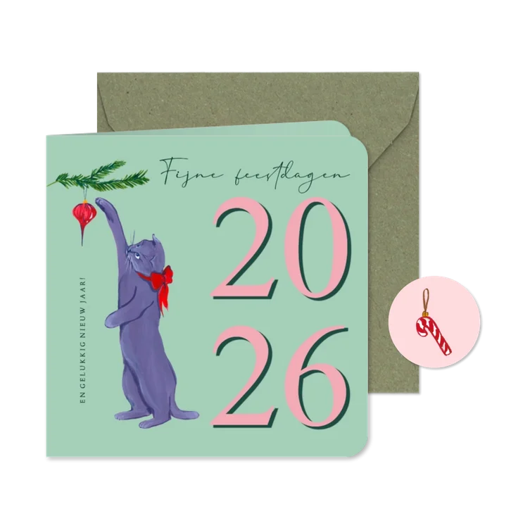 2026 Kerstkaart met poes
