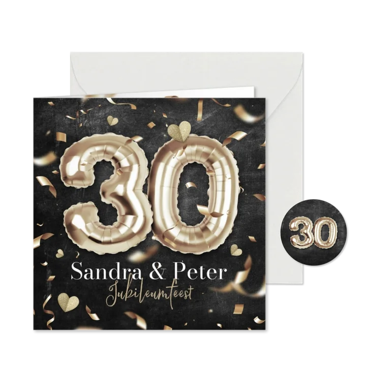 30 jaar getrouwd uitnodiging jubileum parelmoer confetti 