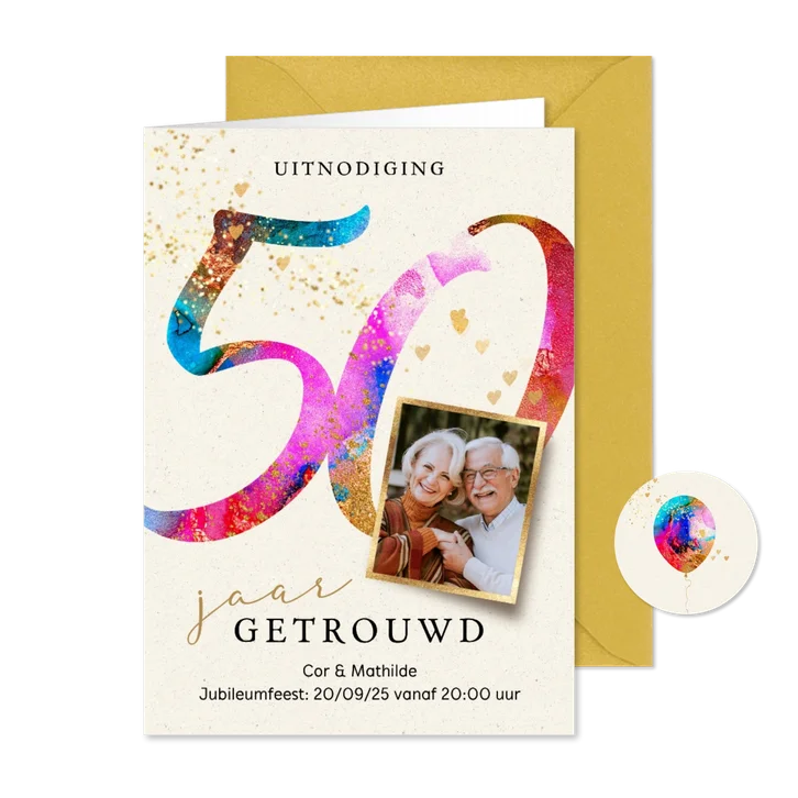 50 Jaar getrouwd uitnodiging jubileum feest verf