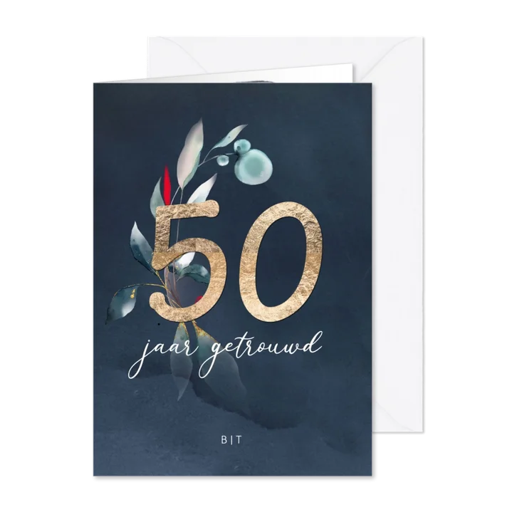50 jaar huwelijksjubileum uitnodiging goudlook