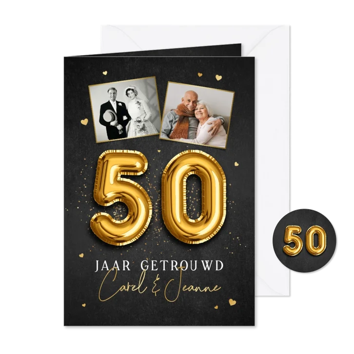 50 jarig jubileumfeest huwelijk gouden ballonnen foto's 