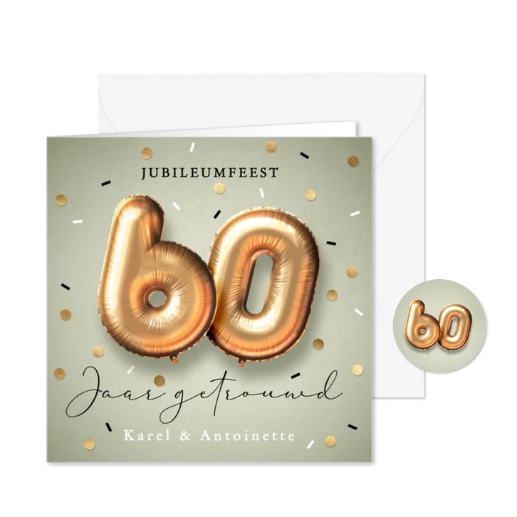 60 jaar jubileum uitnodigingen ballonnen