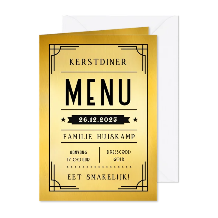 Art-deco filmposter stijl menukaart voor het kerstdiner