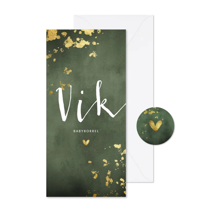 Babyborrel groene waterverf gouden spetters