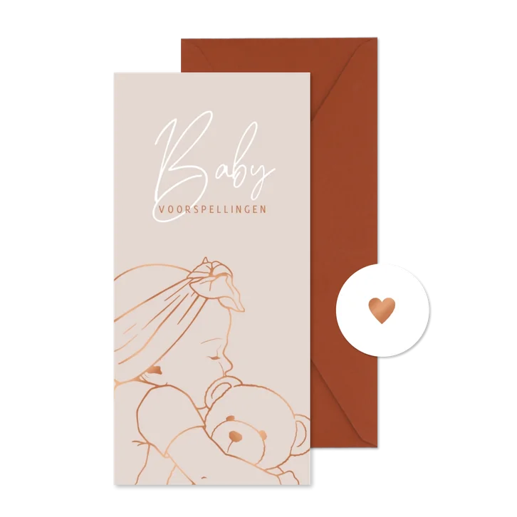 Babyshower invulkaartje met lijnillustratie van meisje