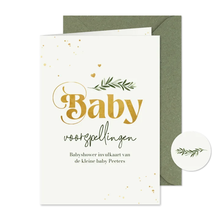 Babyshower invulkaartje neutraal baby voorspellingen