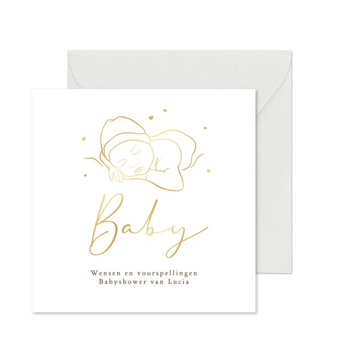 Babyshower stijlvol invulkaartje wensen voorspellingen baby