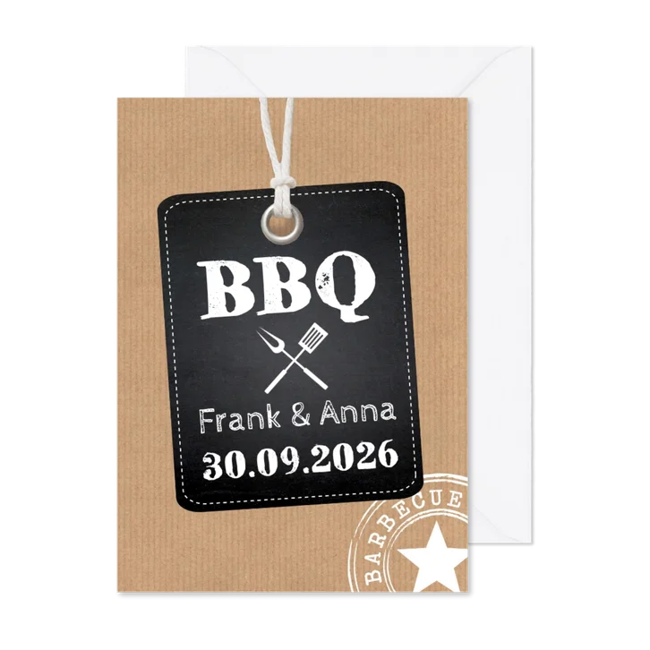 BBQ uitnodiging kraftprint label