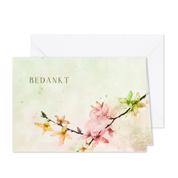 Bedankkaart bloesemtak aquarel