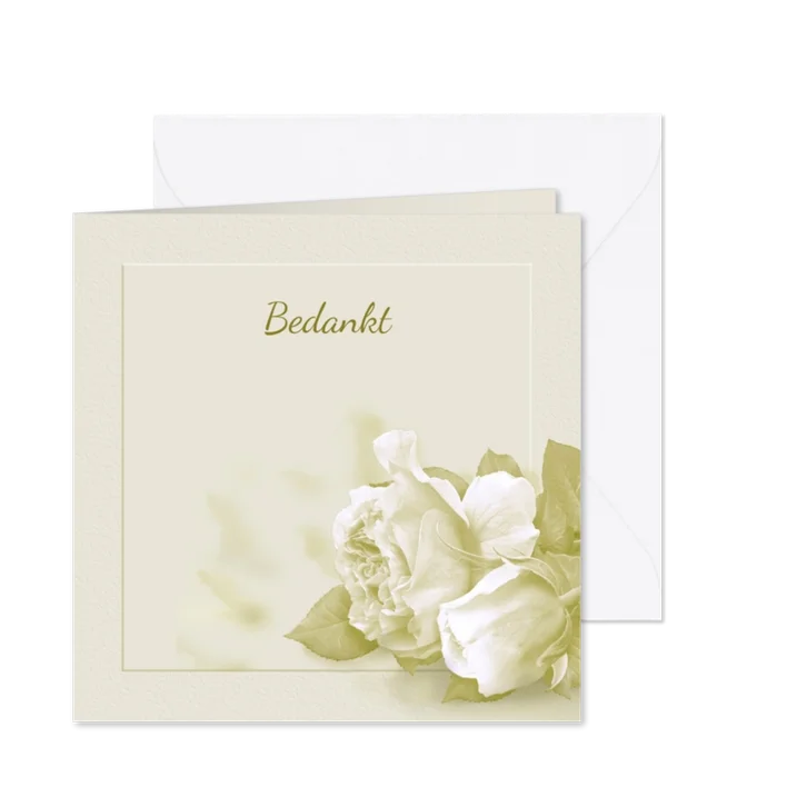 Bedankkaart crèmekleurige rozen