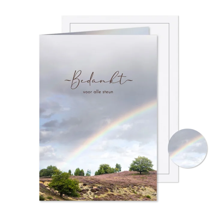 Bedankkaart heidelandschap met regenboog