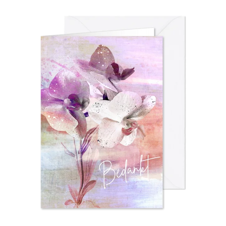 Bedankkaart orchidee paars