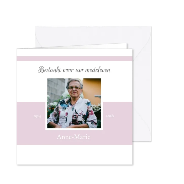 Bedankkaart overlijden (kleur naar keuze)