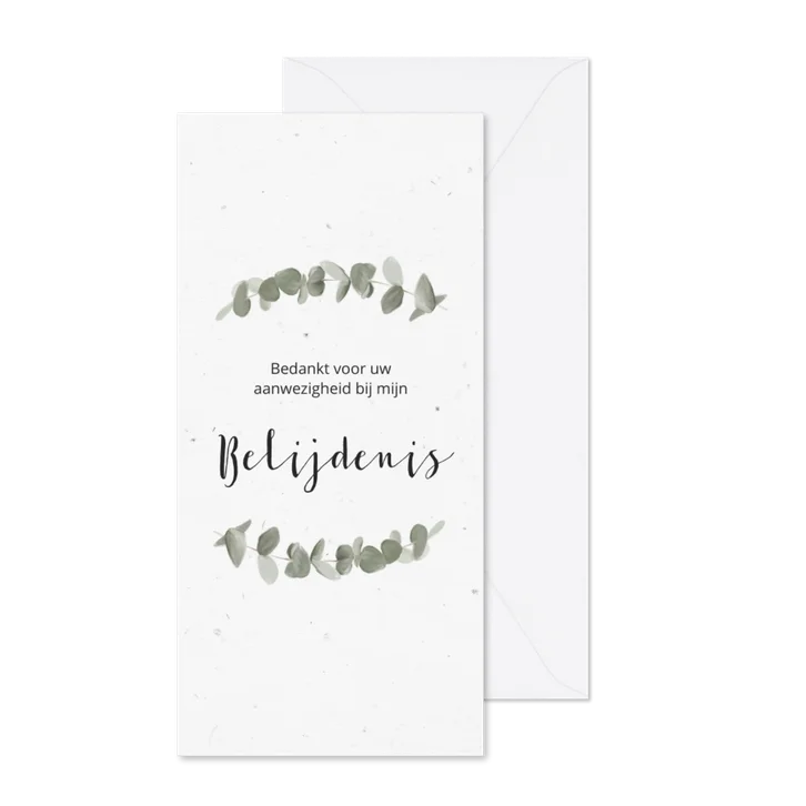 Bedankkaart voor belijdenis met eucalypusbladeren