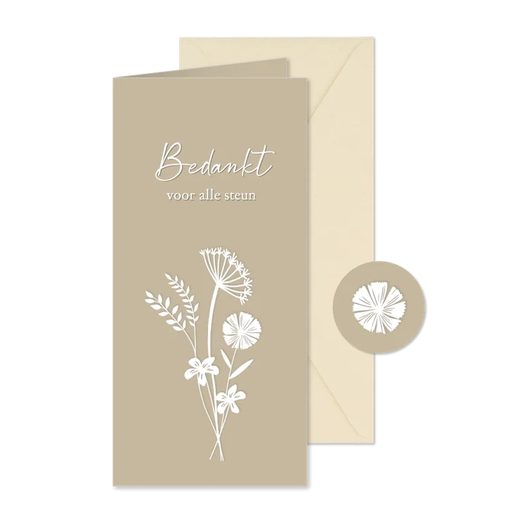 Bedankkaartje grassen en wilde bloemen in papierknipkunst