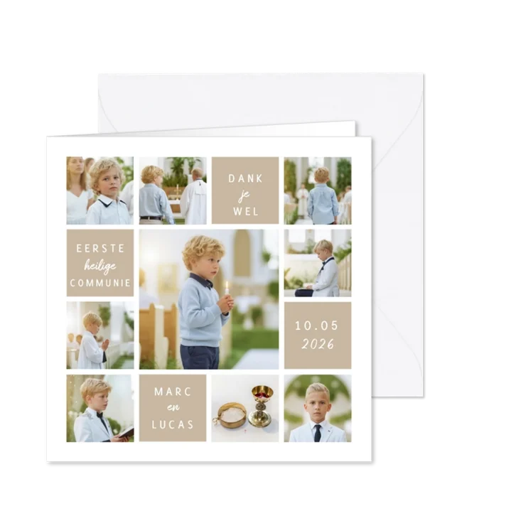 Bedankt communie collage met veel eigen foto's
