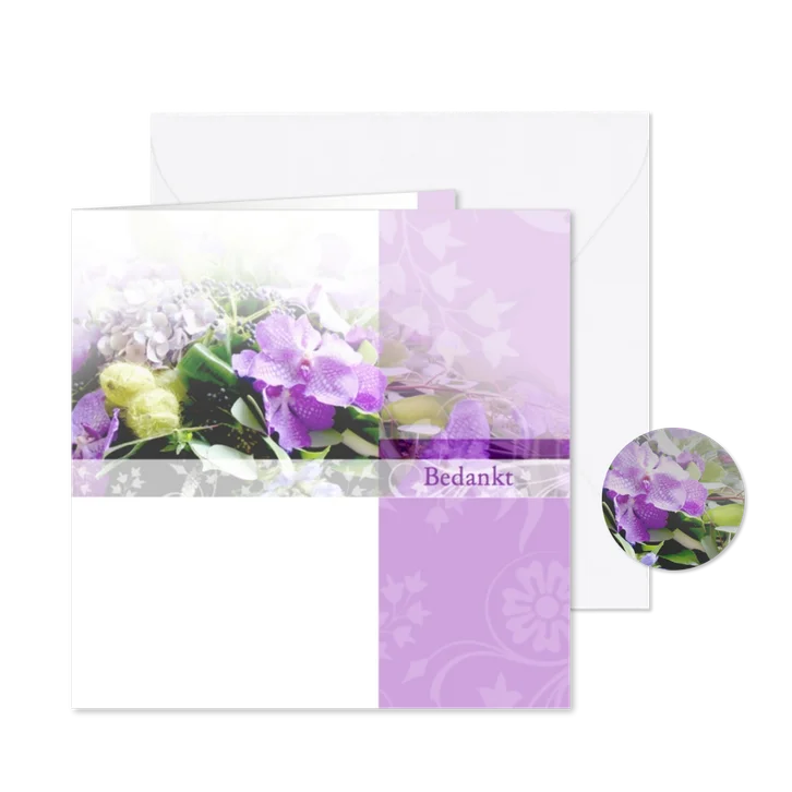 Bedankt orchidee rouwkaart