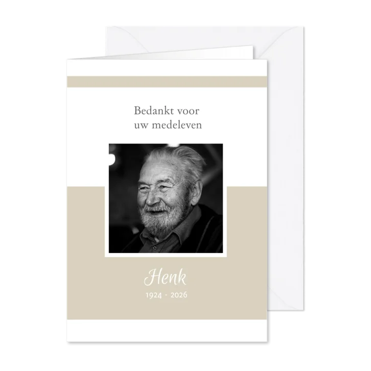Bedanktkaart na overlijden (kleur naar keuze)