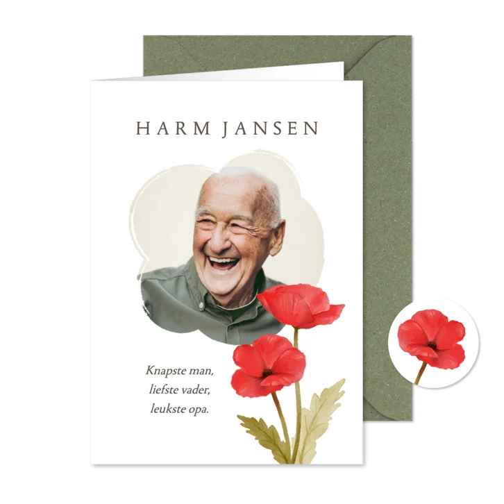 Bidprent klaprozen afscheid uitvaart foto herinnering