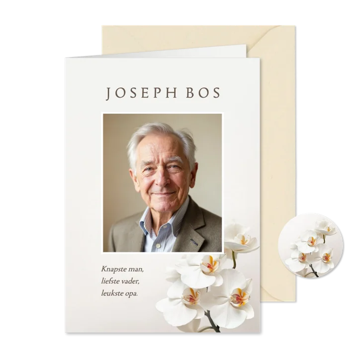 Bidprentje orchidee foto klassiek stijlvol beige