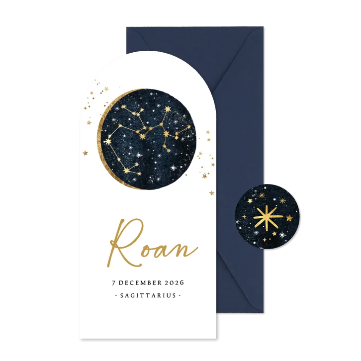 Boog geboortekaartje boogschutter sterrenbeeld