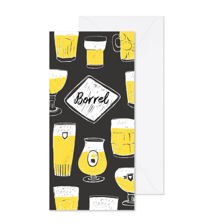 Borrel uitnodiging getekende biertjes